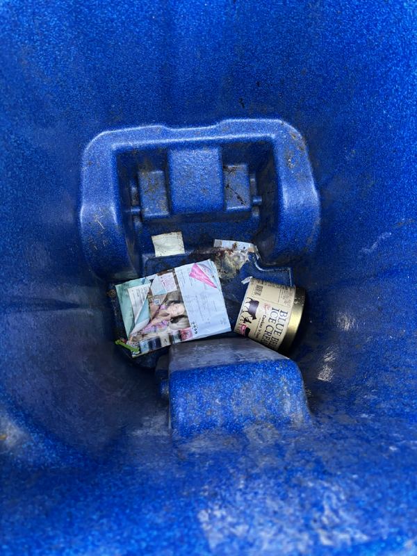 Dirty bin before cleaning